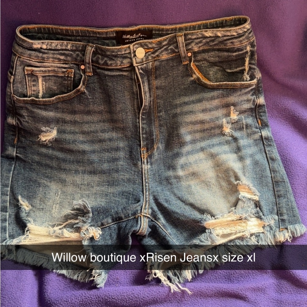 Distressed Blue Denim Shorts